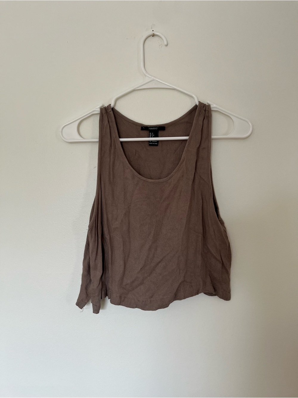 Taupe Scoop Neck Cropped Tank Top